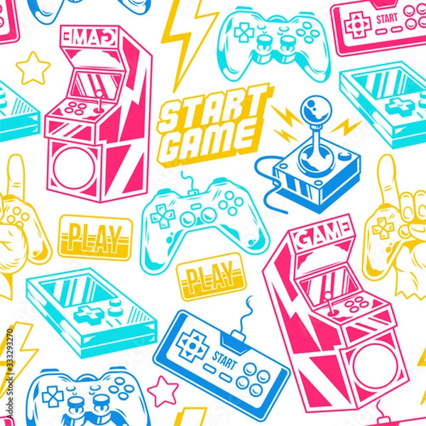 Obraz Seamless pattern with gamers elements