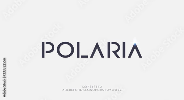 Fototapeta Polaria, an abstract technology futuristic alphabet font. digital space typography vector illustration design