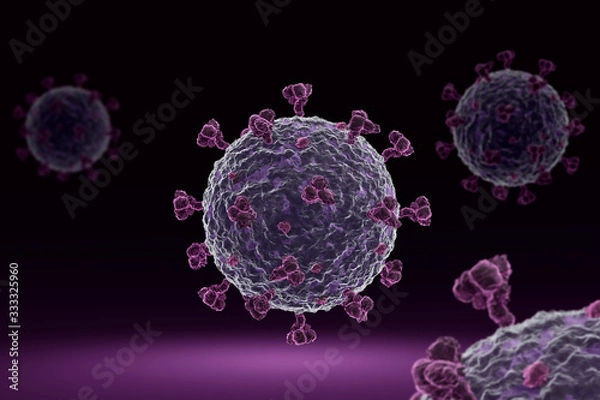 Obraz Corona virus COVID 19 microscope illustration. 3D render