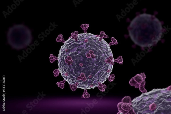 Obraz Corona virus COVID 19 microscope illustration. 3D render