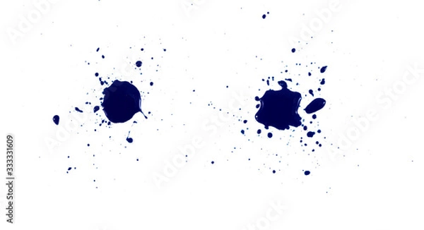 Fototapeta abstract artistic ink blue of stain or splash black watercolor paint and liquid Ink splash splatter. grungy blue swatches with Rough smears or stains of brush. Brush paint strokes. clipping path. 