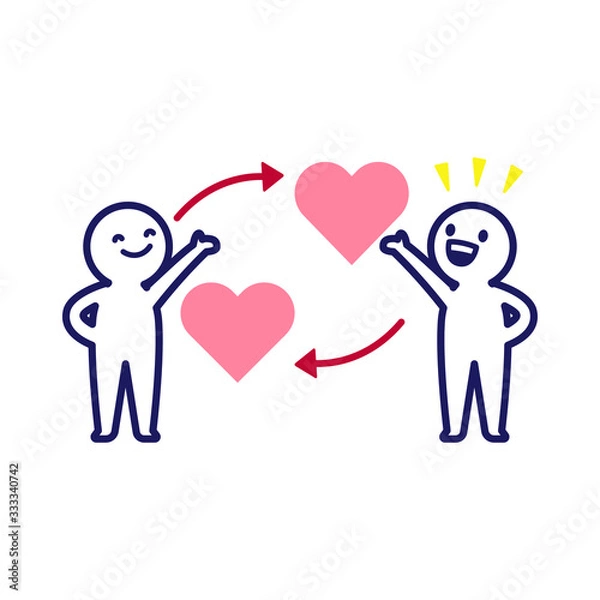 Fototapeta 好意の返報性　心理学　シンプル　デフォルメ　人物