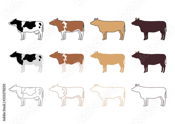 Fototapeta 牛の種類イラストセット 