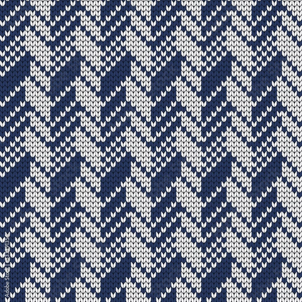 Obraz Knitted seamless pattern chevron, knitwear design