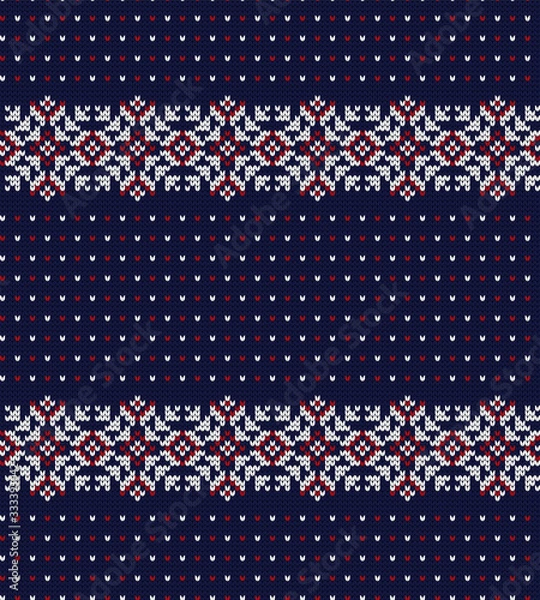 Obraz Minter seamless knitted pattern snowflakes