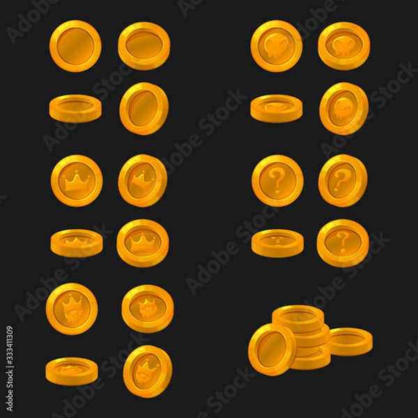 Fototapeta Coins game ui icon set.