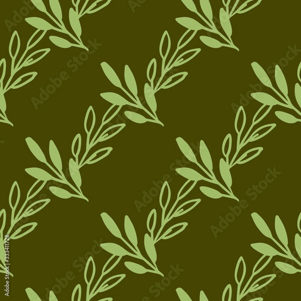 Obraz Vector Seamless pattern leaves green brown color , Botanical Floral Decoration Texture. Wallpaper