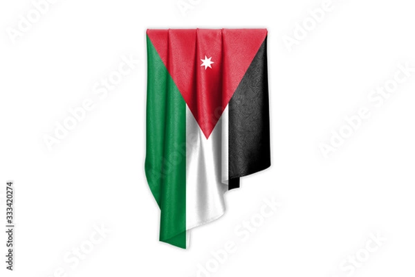 Fototapeta Jordan Flag with a beautiful glossy silk texture with selection path - 3D Illustration