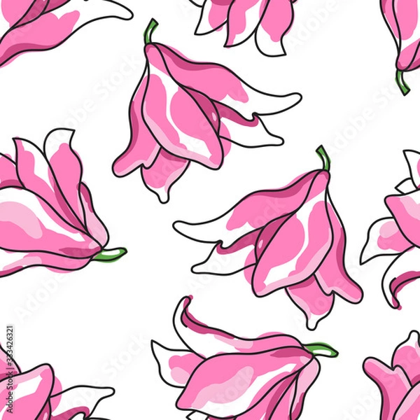 Obraz seamless pattern with pink lily. on white background