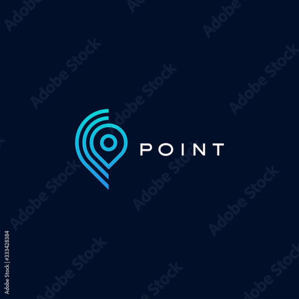 Fototapeta Point, location, gps logo design vector template	