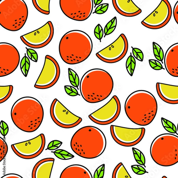 Fototapeta seamless vector pattern. fruit orange