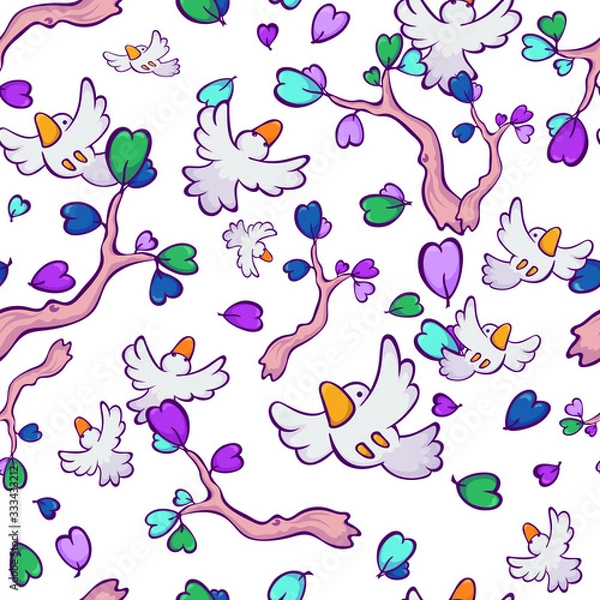 Fototapeta  childish seamless pattern vector. birds