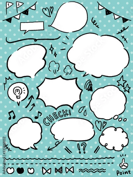 Fototapeta 手書きのオシャレなふきだし　アイコン　セット