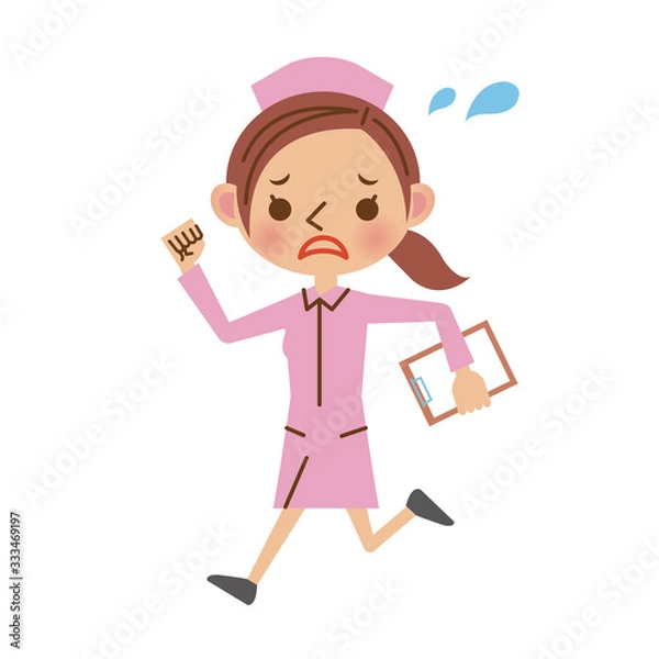 Obraz 慌てる様子で走る看護師（ナース）