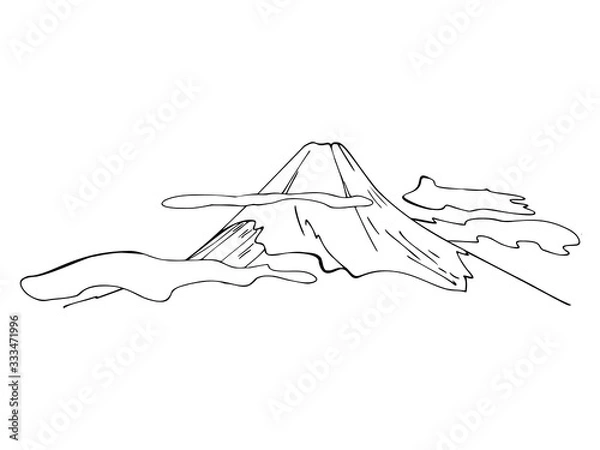 Obraz Mount Fuji isolated on a white background.
