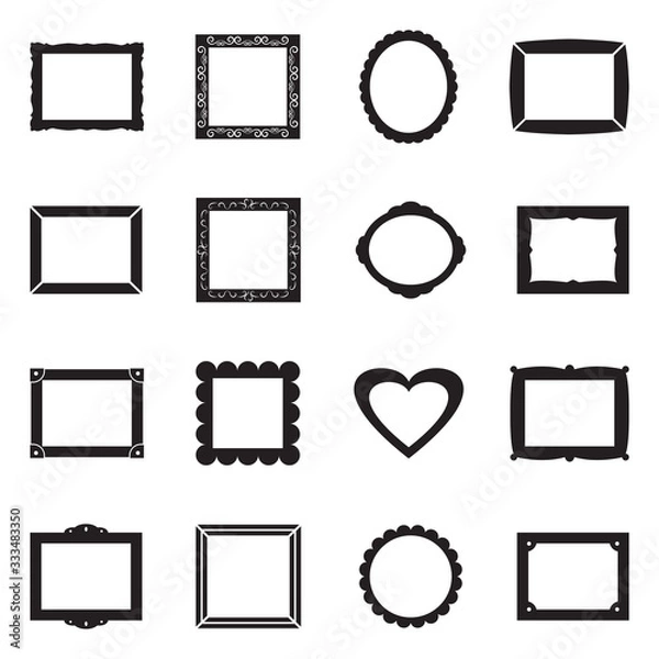 Obraz Picture Frames Icons. Black Flat Design. Vector Illustration.