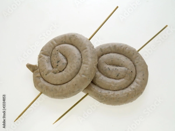 Fototapeta bratwurst schnecke roh auf senf