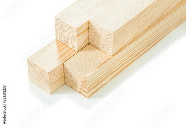 Obraz square wooden beams stack isolated