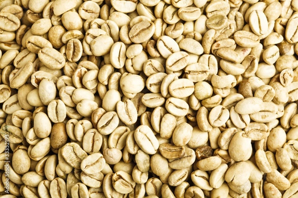 Fototapeta green unroasted coffee beans