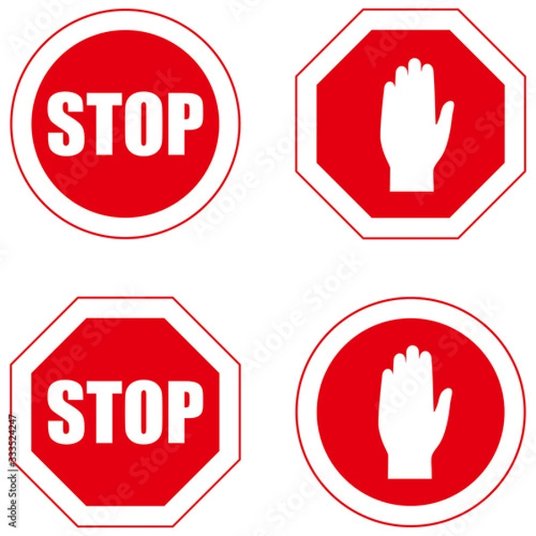 Obraz Stop sign, set. Infographic element. Vector illustration.