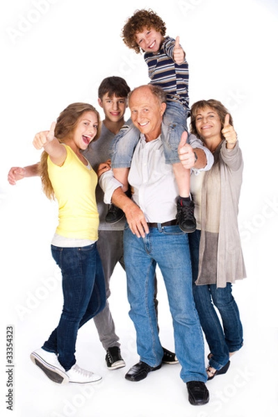 Obraz Thumbs-up family posing in style