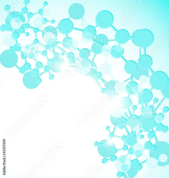 Obraz Shiny blue scientific bacground with molecules