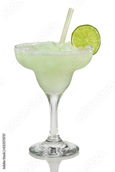 Fototapeta Real Mexican Margarita cocktail. Frozen lime drink with Tequila.