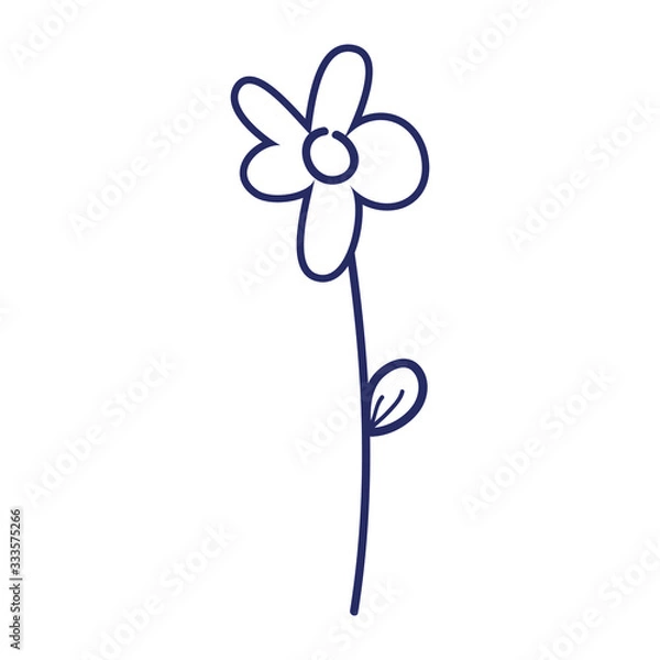 Fototapeta flower stem petals decoration cartoon isolated icon design line style