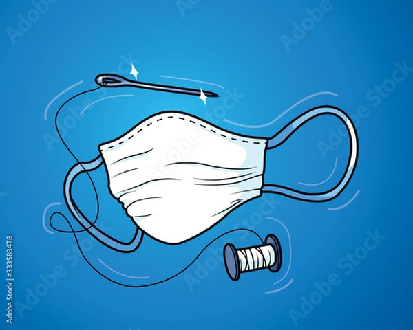 Fototapeta Hand-sewn face mask for protecting health