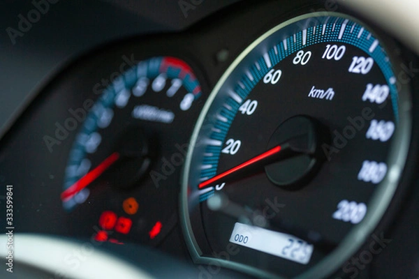 Fototapeta 자동차 내부의 계기판 클로즈업