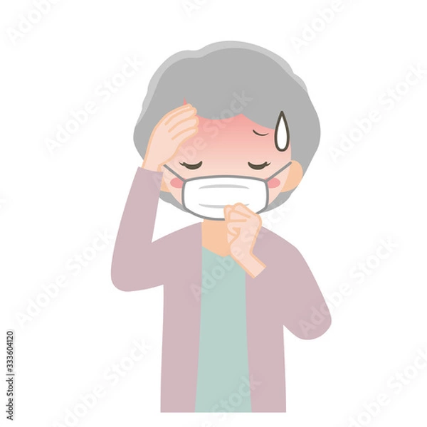 Fototapeta マスクをした年配の女性