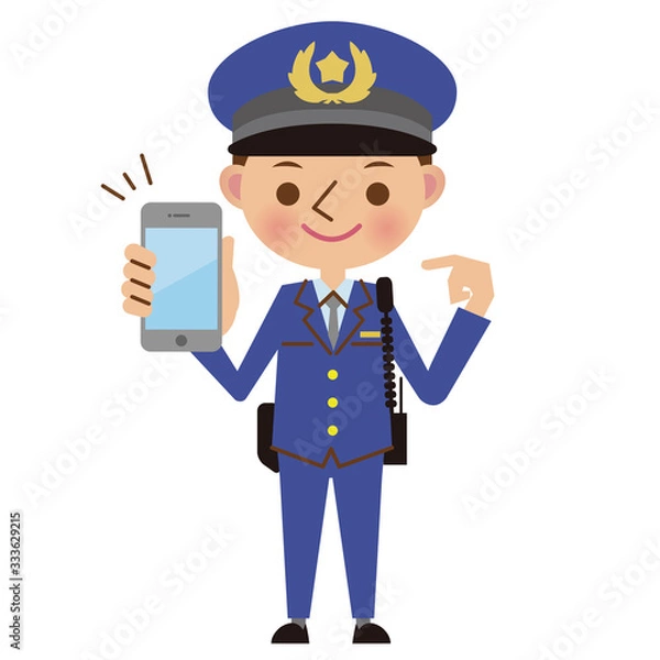 Obraz スマートフォンを持つ男性警察官