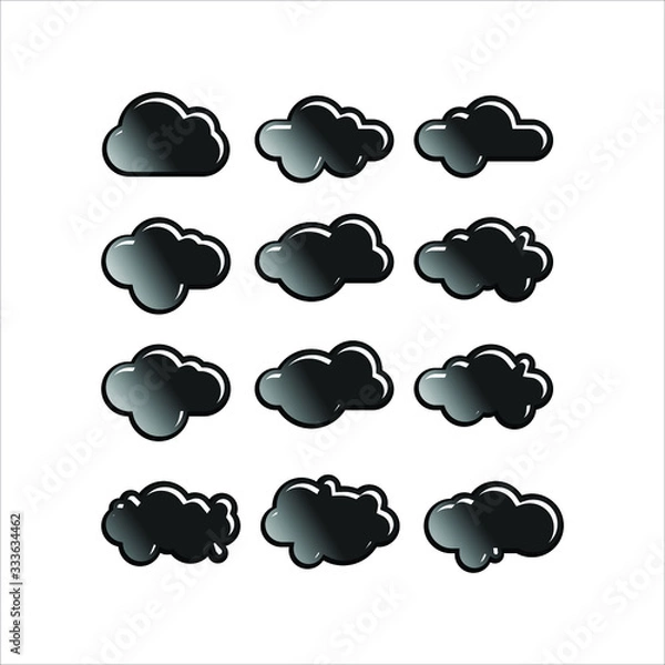 Fototapeta Cloud. Abstract white cloudy set isolated on blue background. Vector illustration
