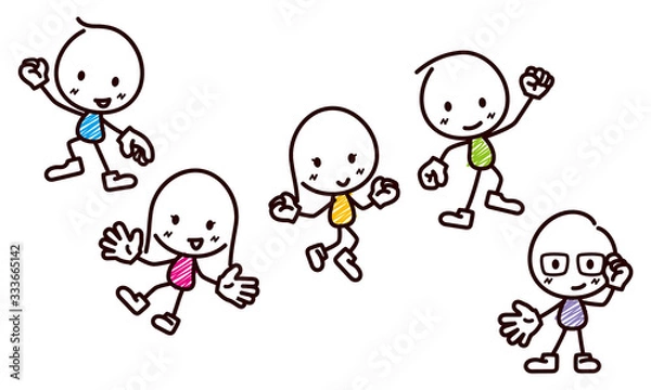 Fototapeta 棒人間のイラスト/楽しそうにジャンプ