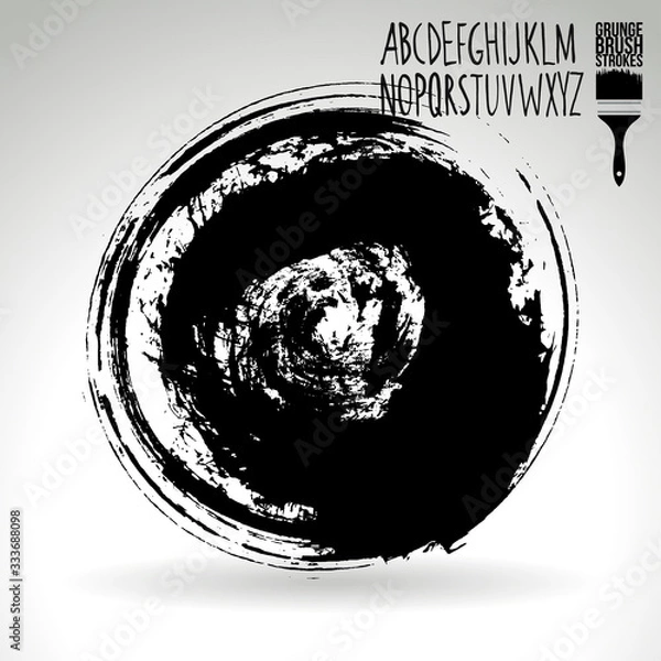 Fototapeta Black brush stroke and texture. Grunge vector abstract hand - painted element. Underline and border design.