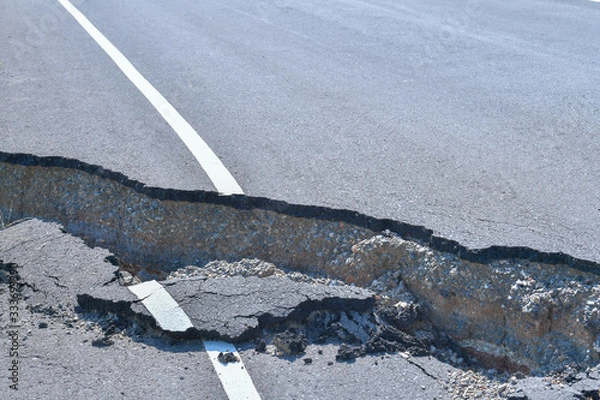 Obraz Asphalt road collapses