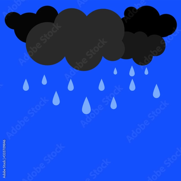 Obraz Cloud and rain on blue background