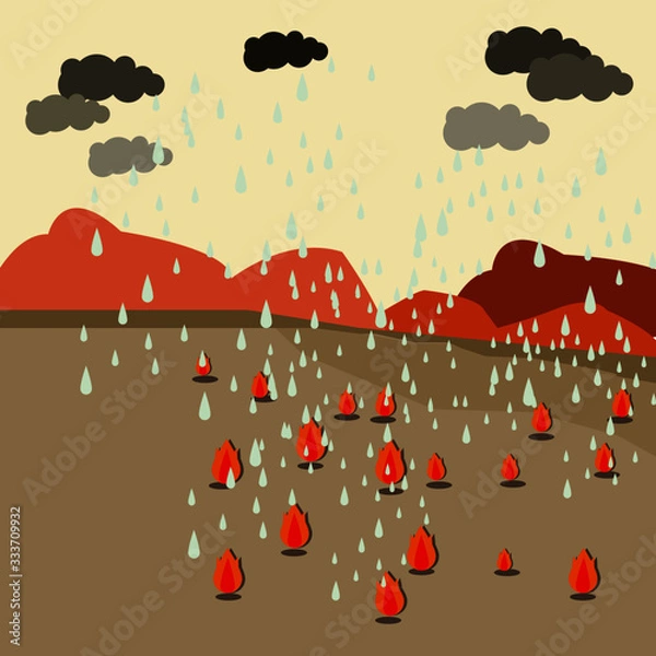 Obraz Rain that is falling with the wildfire