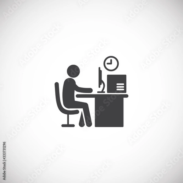 Obraz Businessman and computer related icon on background for graphic and web design. Creative illustration concept symbol for web or mobile app