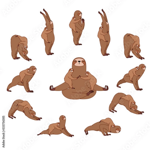 Obraz Surya Namaskara mama Sloth  yoga
