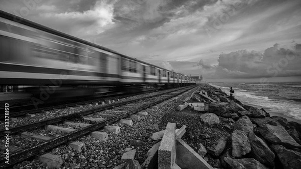 Obraz railroad and urban train