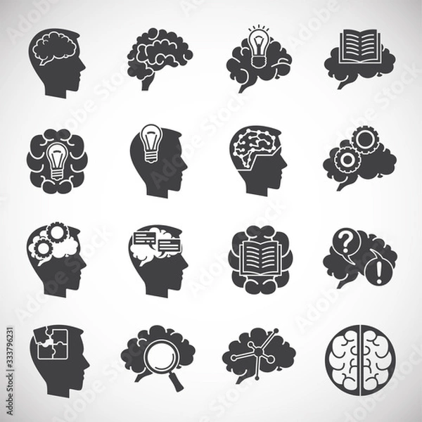 Obraz Human brain related icons set on background for graphic and web design. Creative illustration concept symbol for web or mobile app
