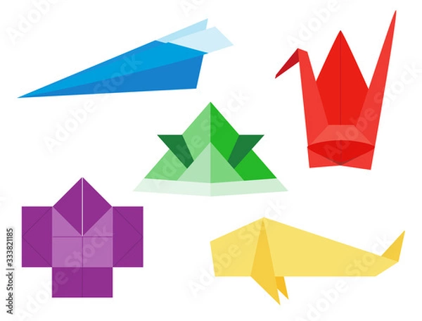 Fototapeta 折り紙　鶴　カブト　飛行機　やっこさん　鯉のぼり