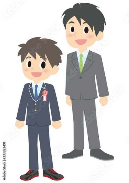 Fototapeta 入学式の男子と父親