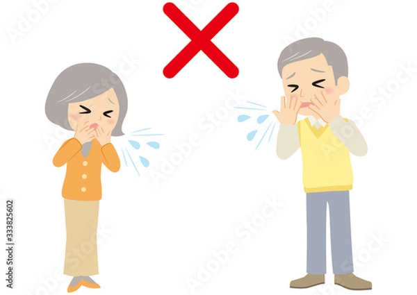 Fototapeta 咳を手で抑える祖父母