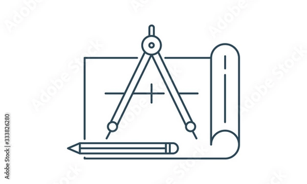 Fototapeta Blueprint icon for building plan and architectural concepts