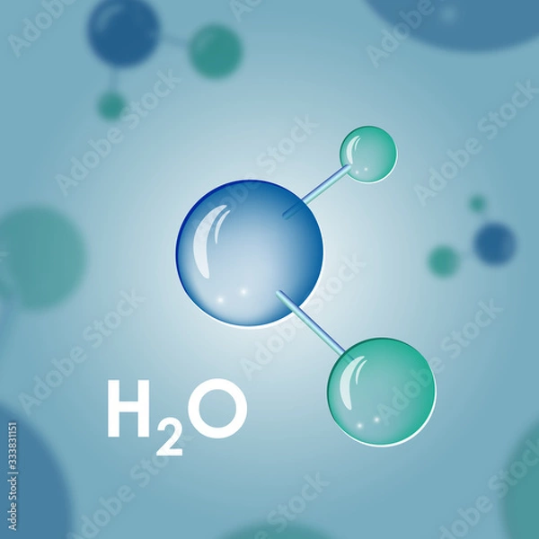 Fototapeta Water molecule H2O macro effect, vector illustration