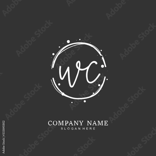 Obraz Handwritten initial letter W C WC for identity and logo. Vector logo template with handwriting and signature style.