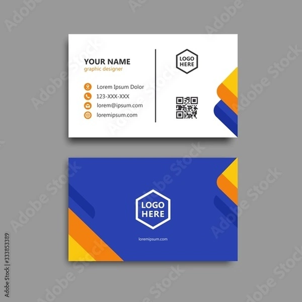 Obraz blue yellow artistic business card template design.