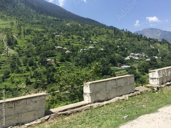 Fototapeta clear sky below green trees in Naran Pakistan